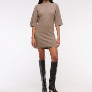 Abercrombie & Fitch Short-Sleeve Boucle Mini Sweater Dress
